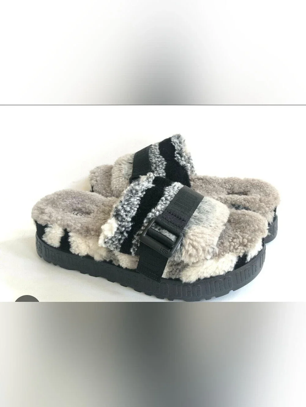 UGG Men’s Black & Gray Sherpa Slide Sandals